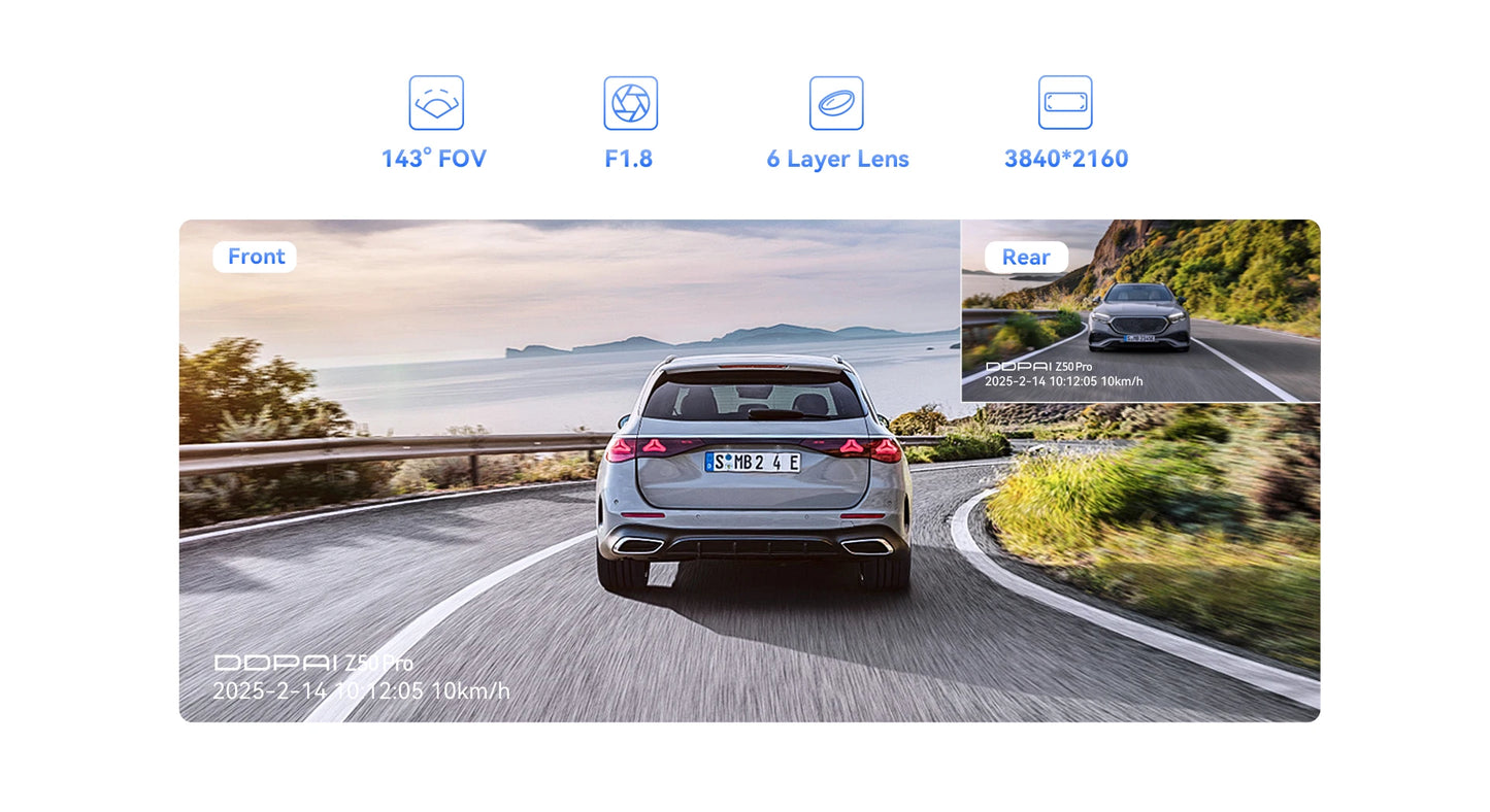 New DDPAI Dash Cam Z50 Pro 4K UHD 3"IPS Display