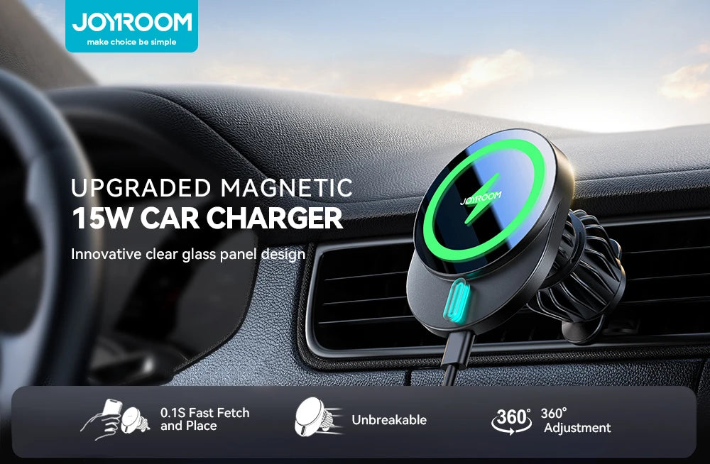 Joyroom Magnetic Wireless Car 15W Fast Charger Phone Holder
