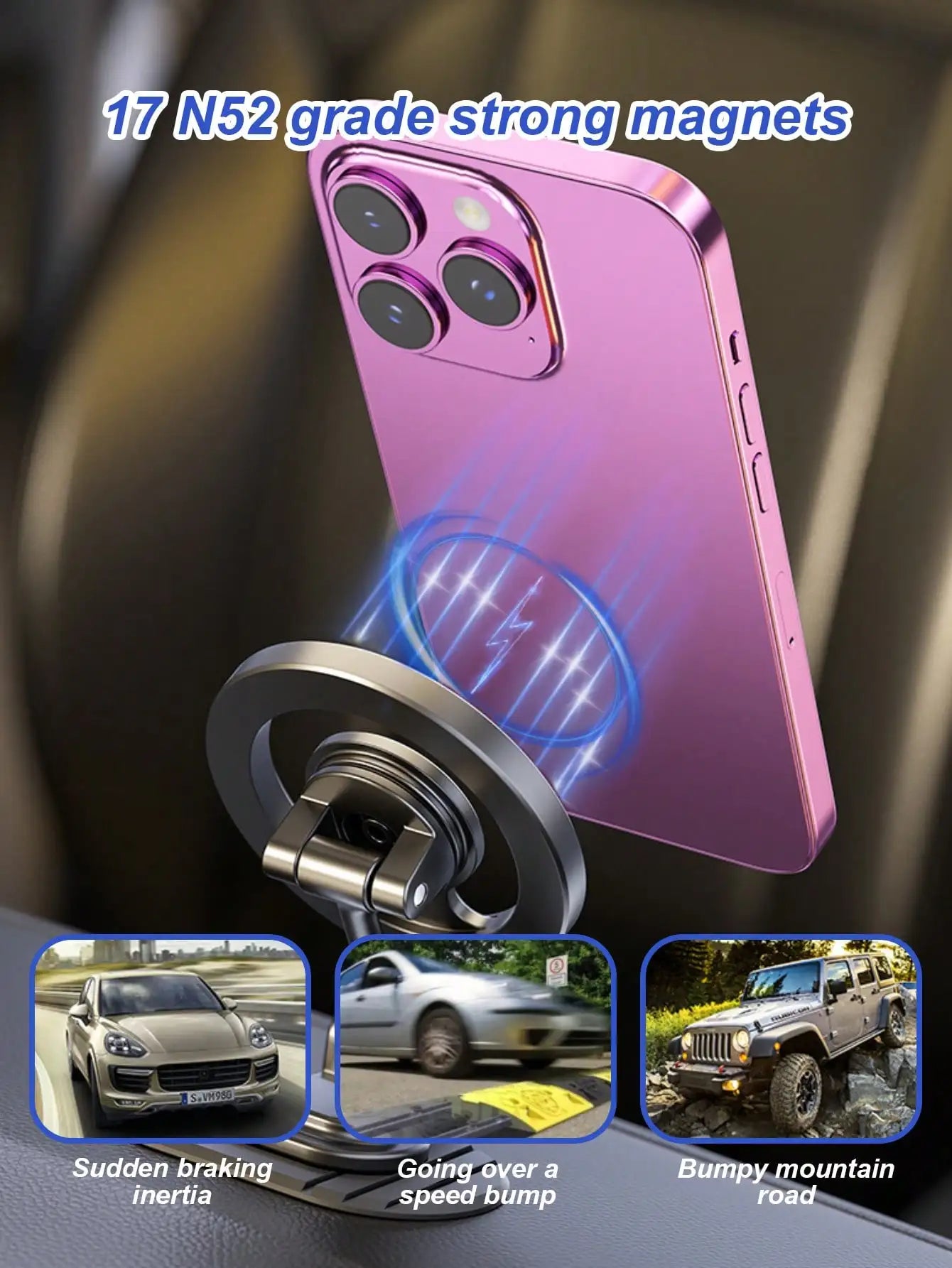 360° Rotating Magnetic Car Phone Holder Foldable