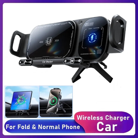 2 IN1 Car Wireless Charger Phone Holder Touch Rotate Stand