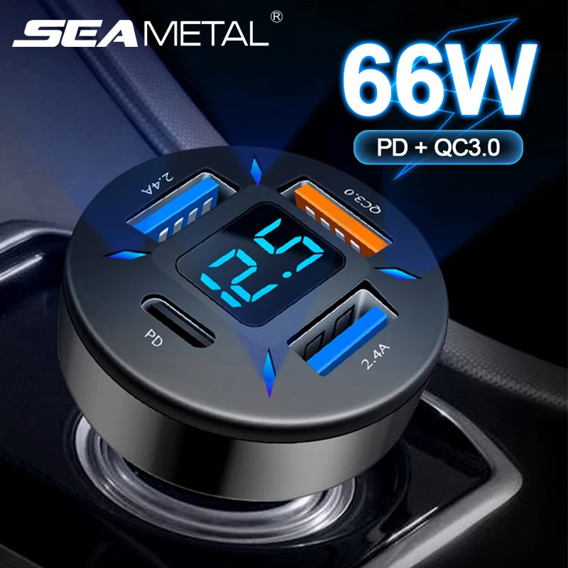 Quick Charge Car Phone Charger PD+QC3.0 4 Ports