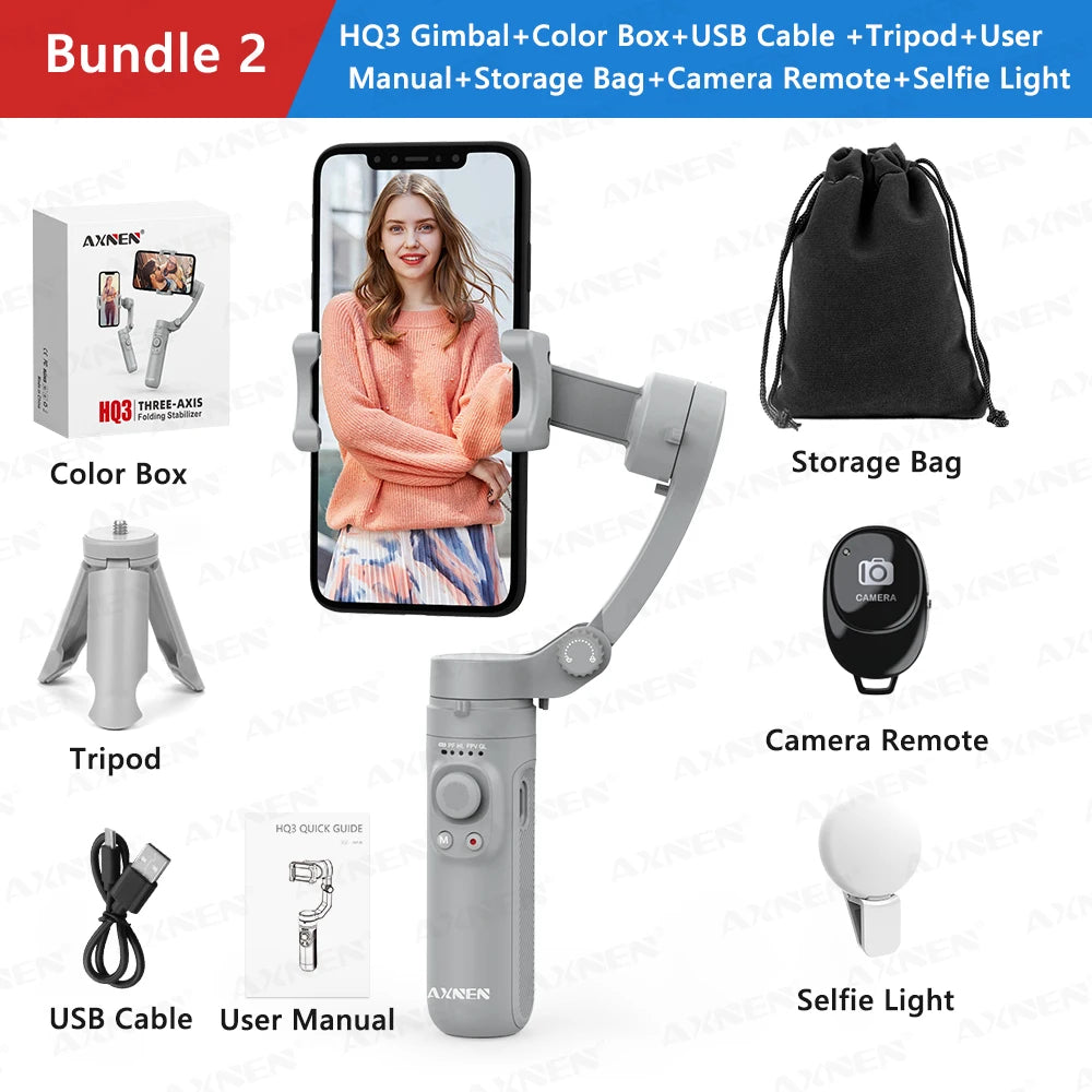 AXNEN 3-Axis Gimbal Handheld Self Stabilizer with Tripod