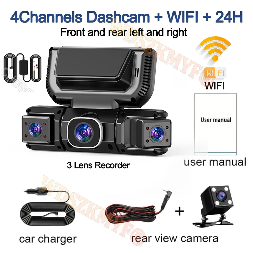 New WIFI 4Channel 360 Degree  Car Dvr 1080P Video Recorder