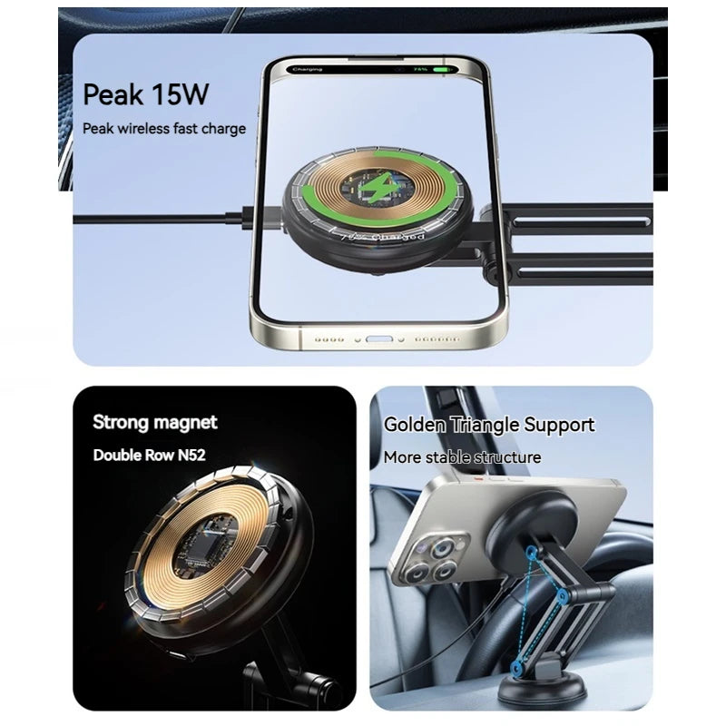 15W Metal Magnetic Car Phone Holder Wireless Charger