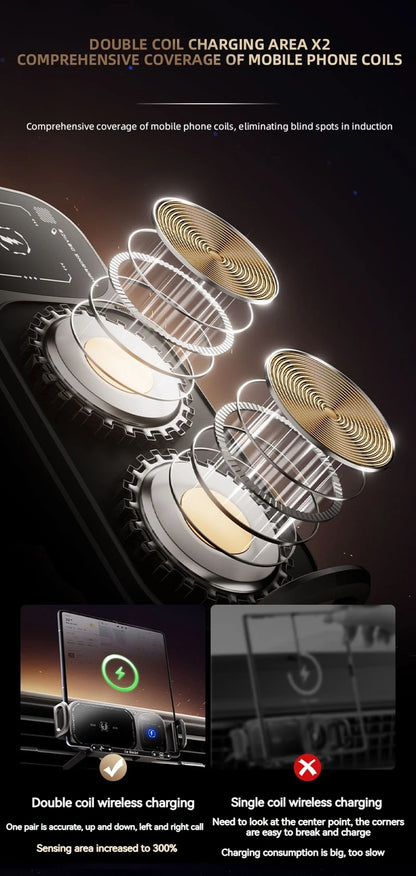 2 IN1 Car Wireless Charger Phone Holder Touch Rotate Stand