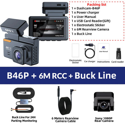 E-ACE Dash Cam 4K 3 Inch Mini Car Dvr Dual Lens