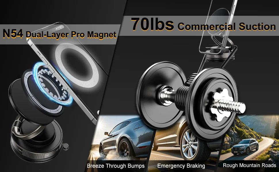 Suction Cup Phone Mount Magnetic Phone Holder for Car 360°