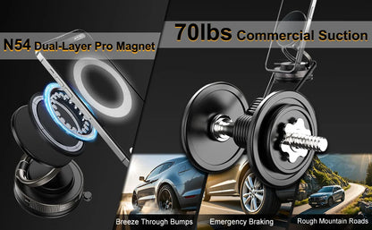 Suction Cup Phone Mount Magnetic Phone Holder for Car 360°