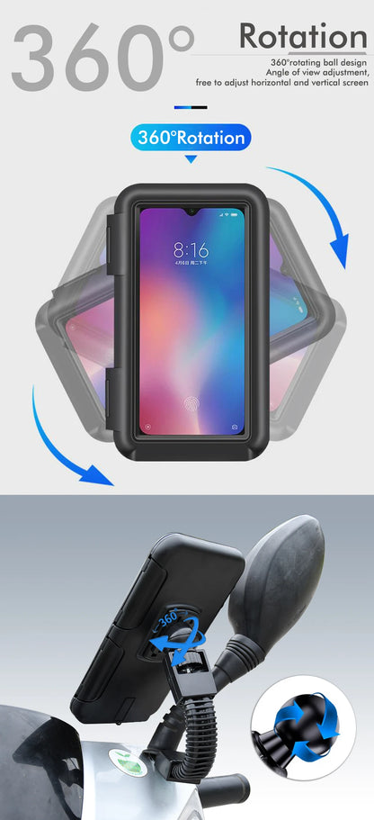 New Motorcycle Phone Holder 360 Degree Rotation Cell Phone Clamp