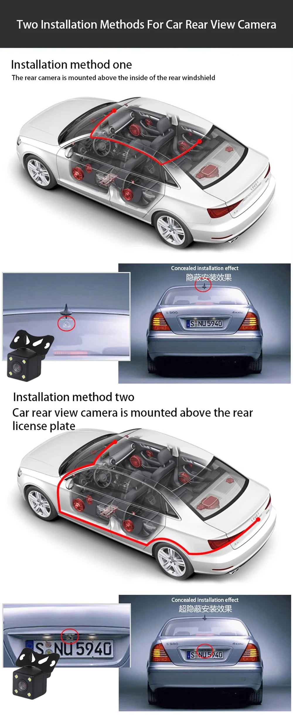 Dash Cam 2/3 Channel Car Black Box WiFi DVR HD 1080P