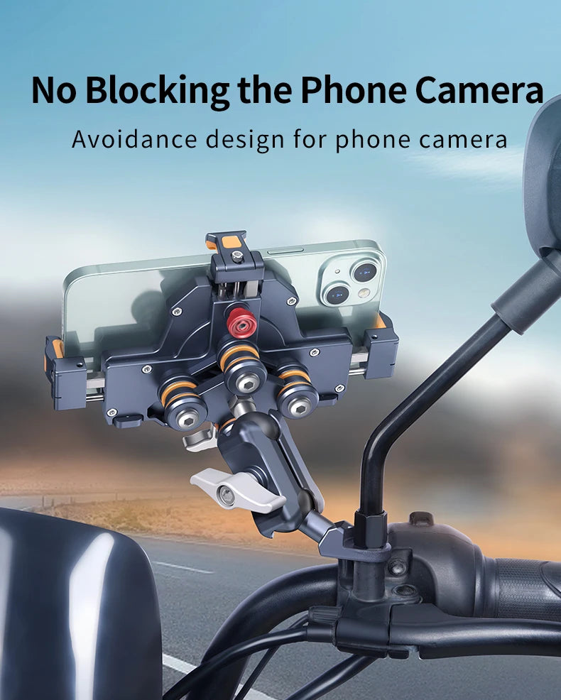 Universal  Motorcycle Phone Holder Alloy Anti-Shake 360° Adjustable