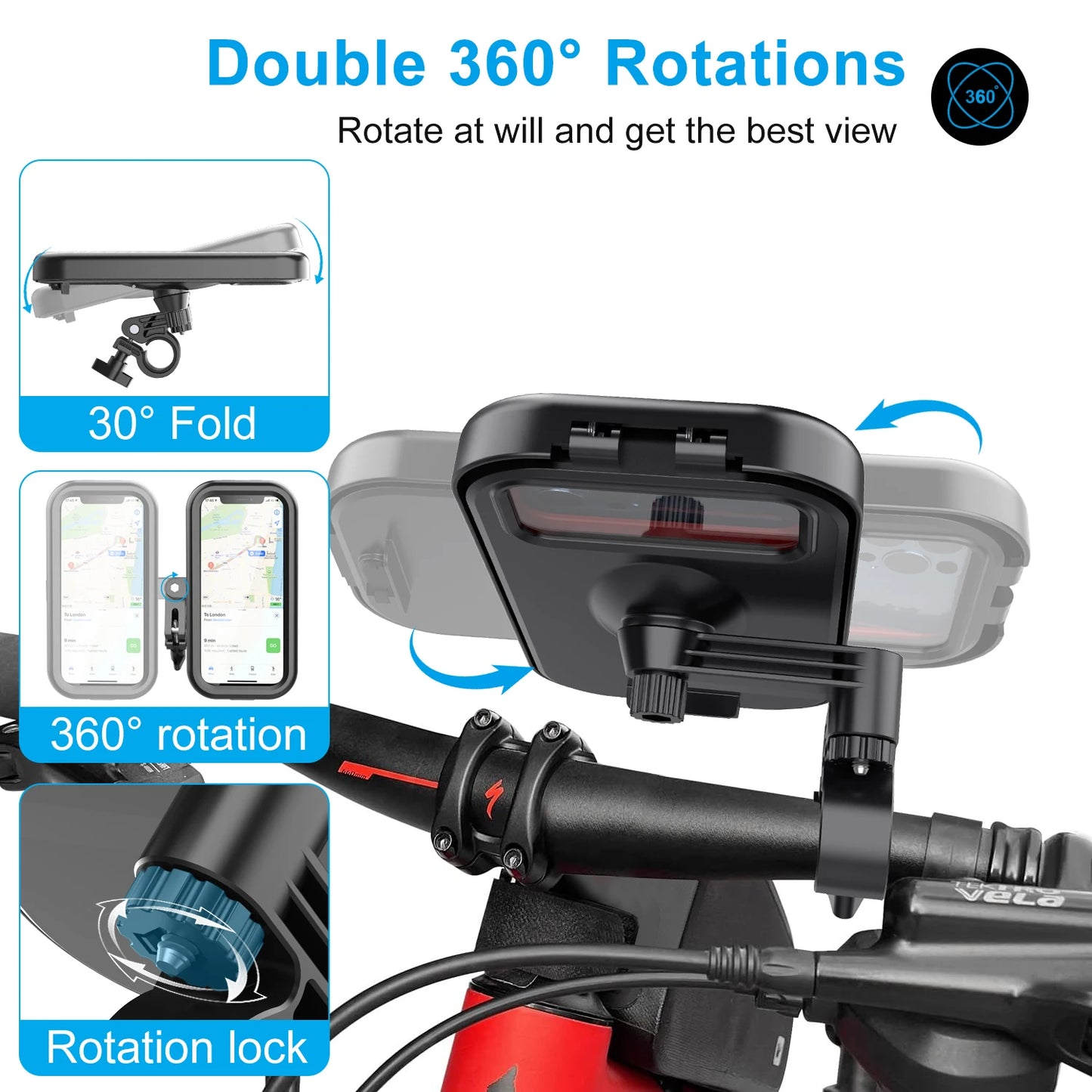 Waterproof Bicycle Handlebar Phone Holder Case Universal