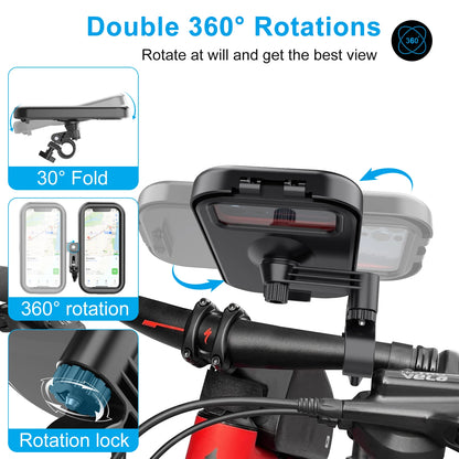 Waterproof Bicycle Handlebar Phone Holder Case Universal