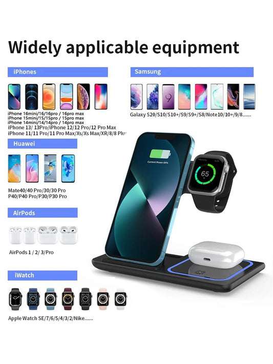 30W 3 in 1 Night Light Wireless Charger Stand Charging Station