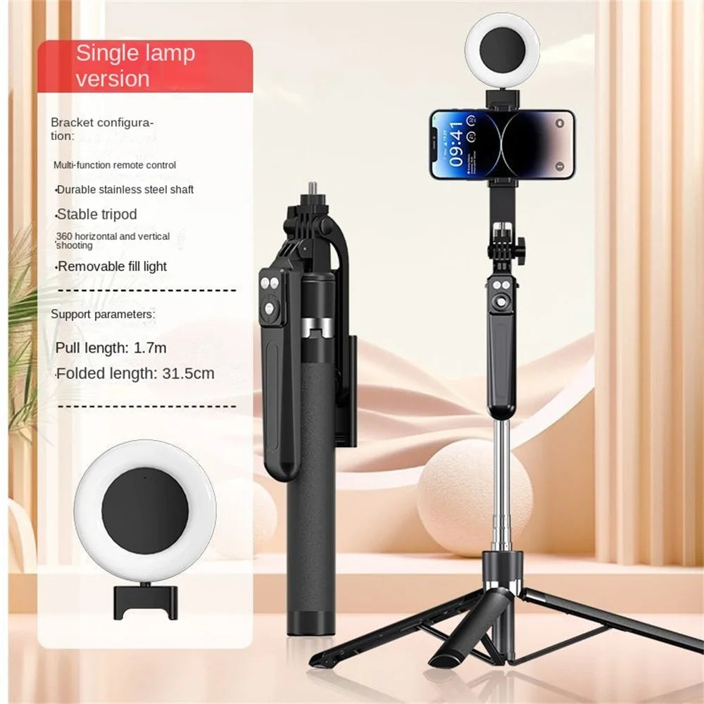 BSLIUFANG Selfie Stick Wireless Tripod Stand with Light