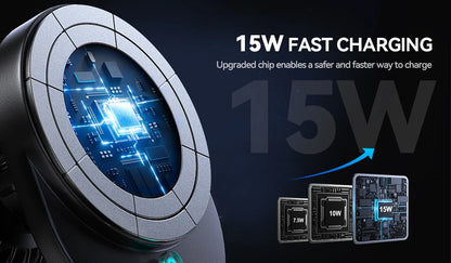 15W Magnetic Phone Holder Mount Charger Fast Wireless