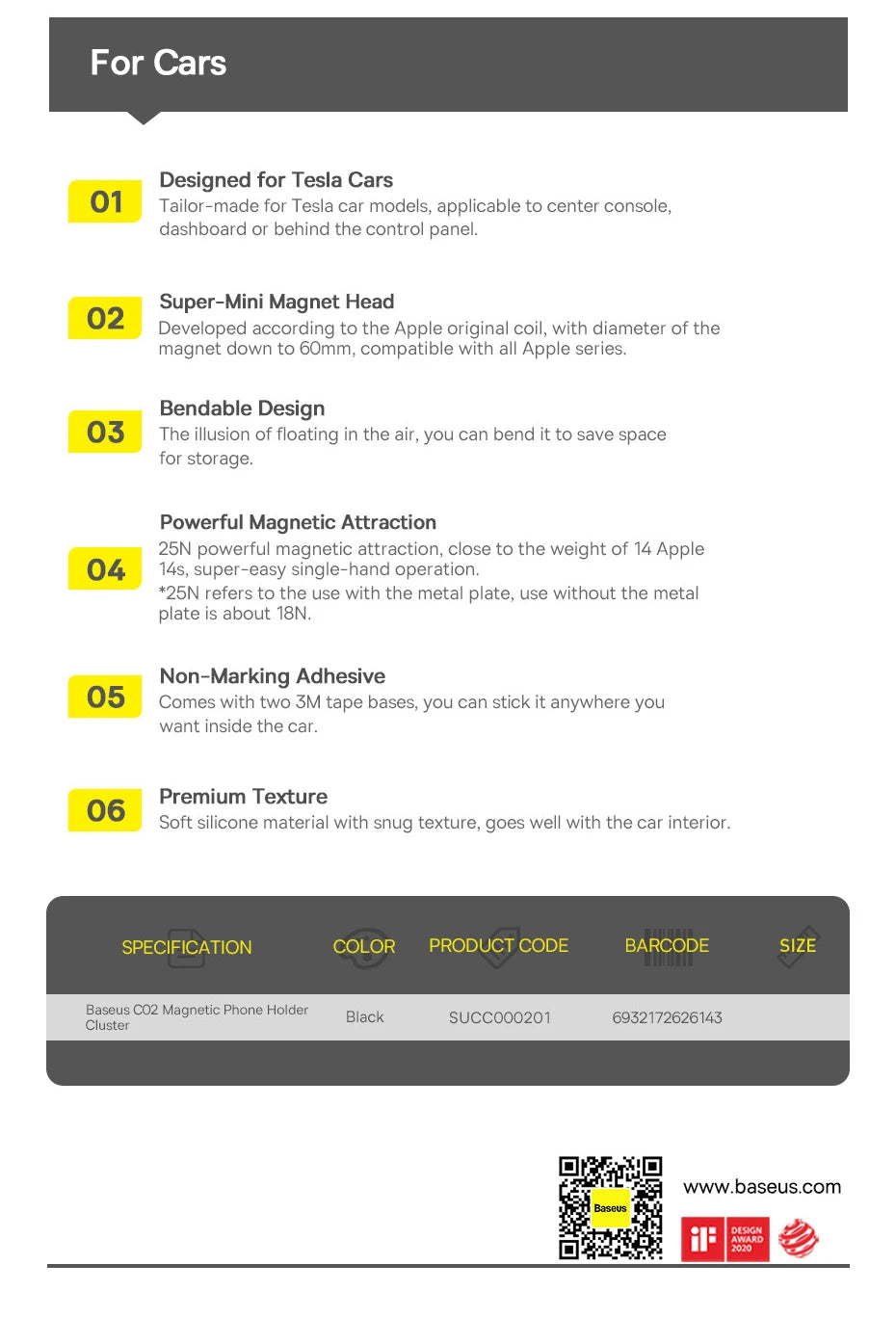 Baseus Magnetic Holder Car Phone Holder Stand Foldable Mount