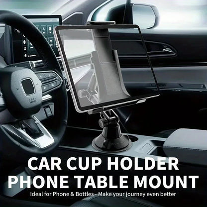 Car Cup Holder Tablet & Phone Mount with Heavy Duty Base