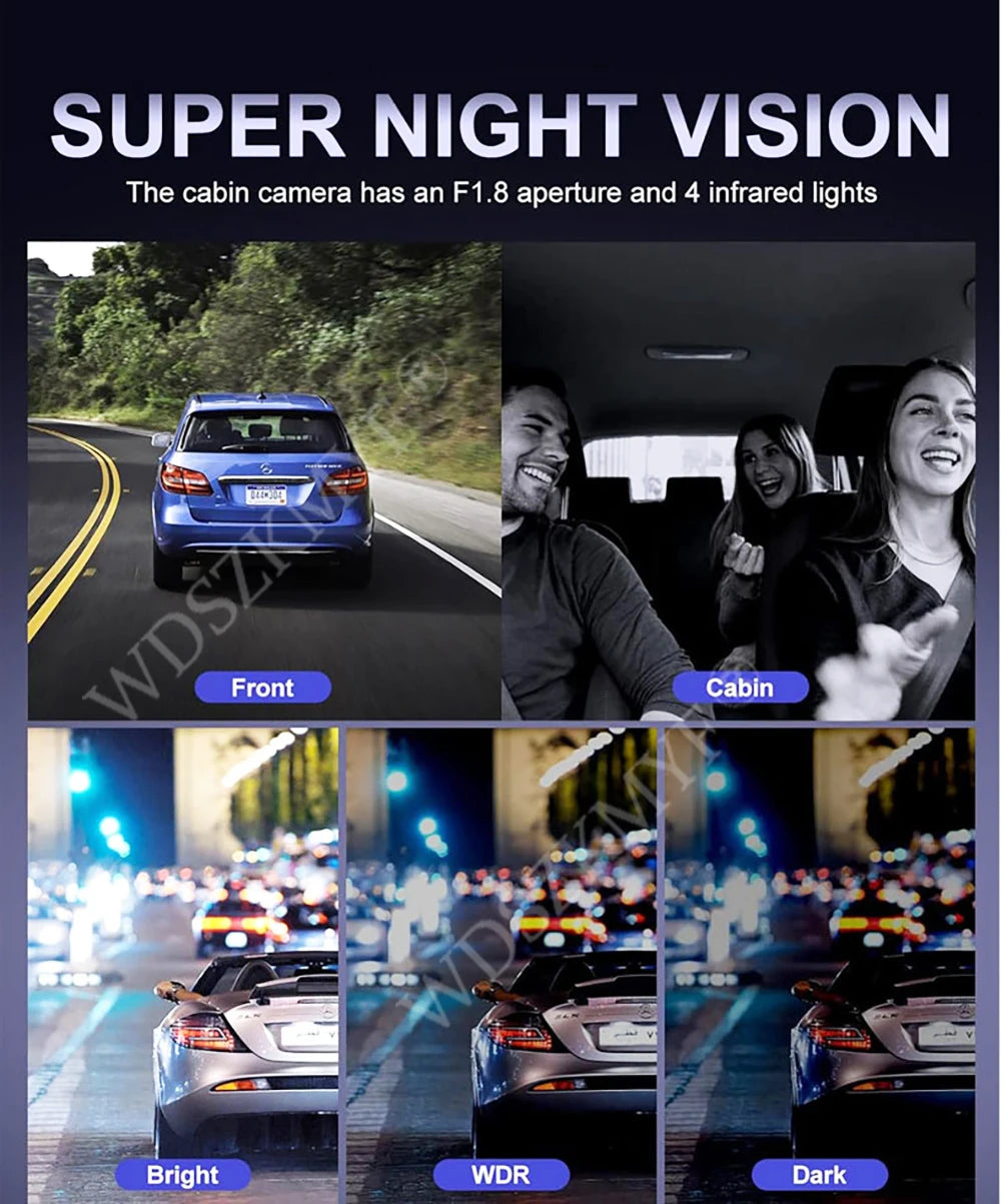 360°Auto Camera 1080P Video Recorder 3/4 Lens WIFI DashCam