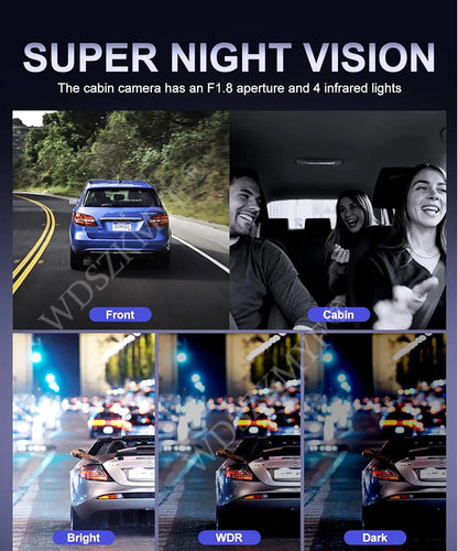 360°Auto Camera 1080P Video Recorder 3/4 Lens WIFI DashCam