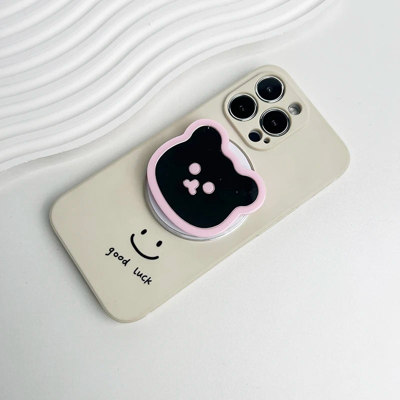 Cute Bear Mirror Magnetic Socket Grip Phone Holder