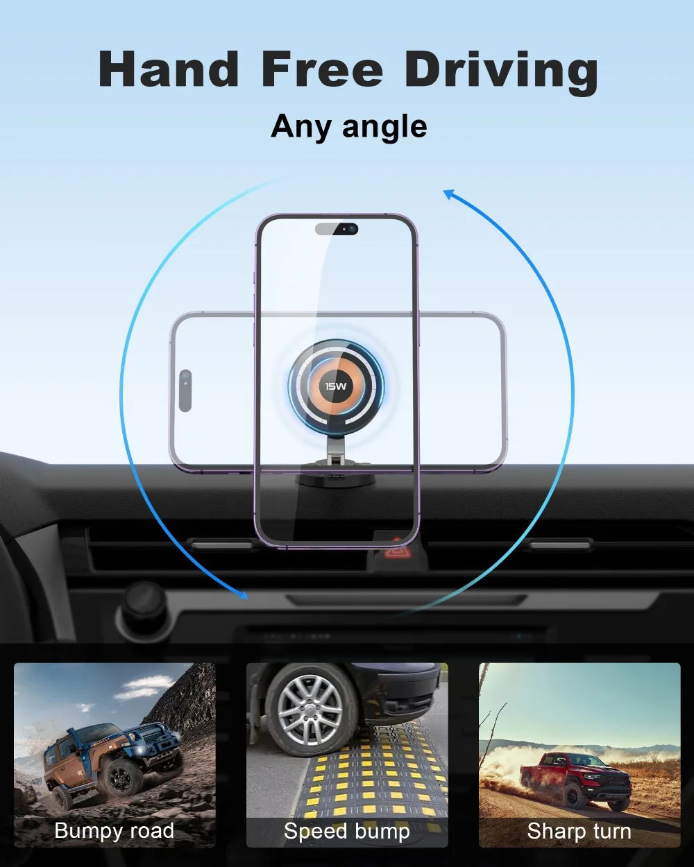 Magnetic Car Phone Holder Mount Wireless Charger Fast Charging