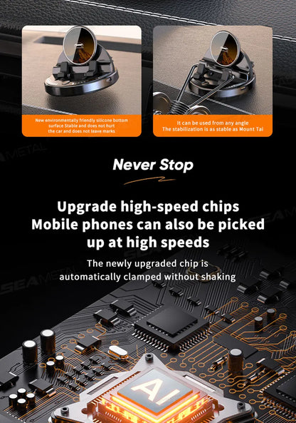 SEAMETAL Car Phone Holder Mount 360° Rotatable Wireless Charger