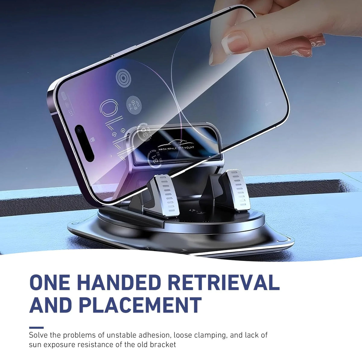 Car Dashboard Phone Holder Rotatable One-Hand Operation Bracket Anti-Slip