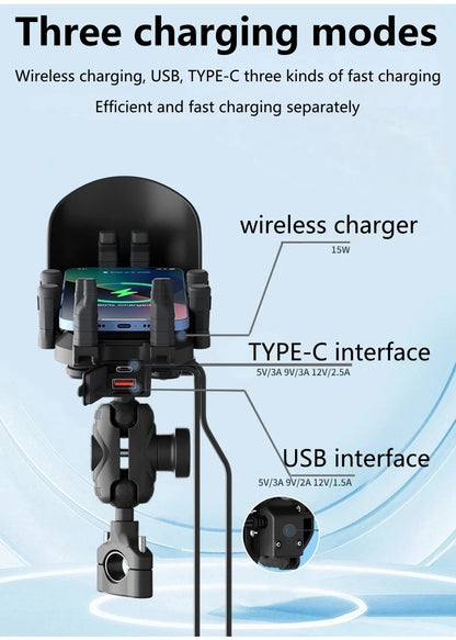 Fast Charger Stand Wireless Charging Shockproof Handlebar Mount