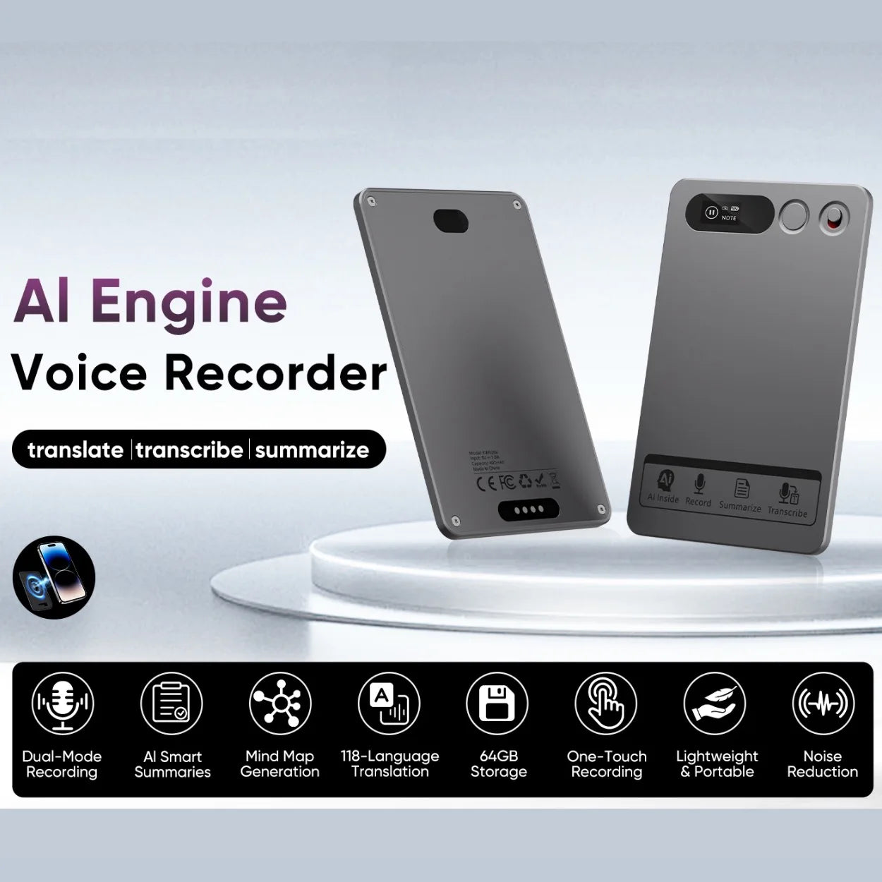 AI ChatGPT-4 Intelligent Voice Recorder App Control Recorder Summarize