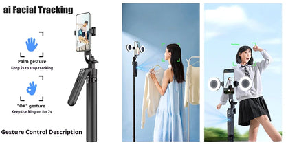 1.67M Long Extended Bluetooth Wireless Selfie Stick Live