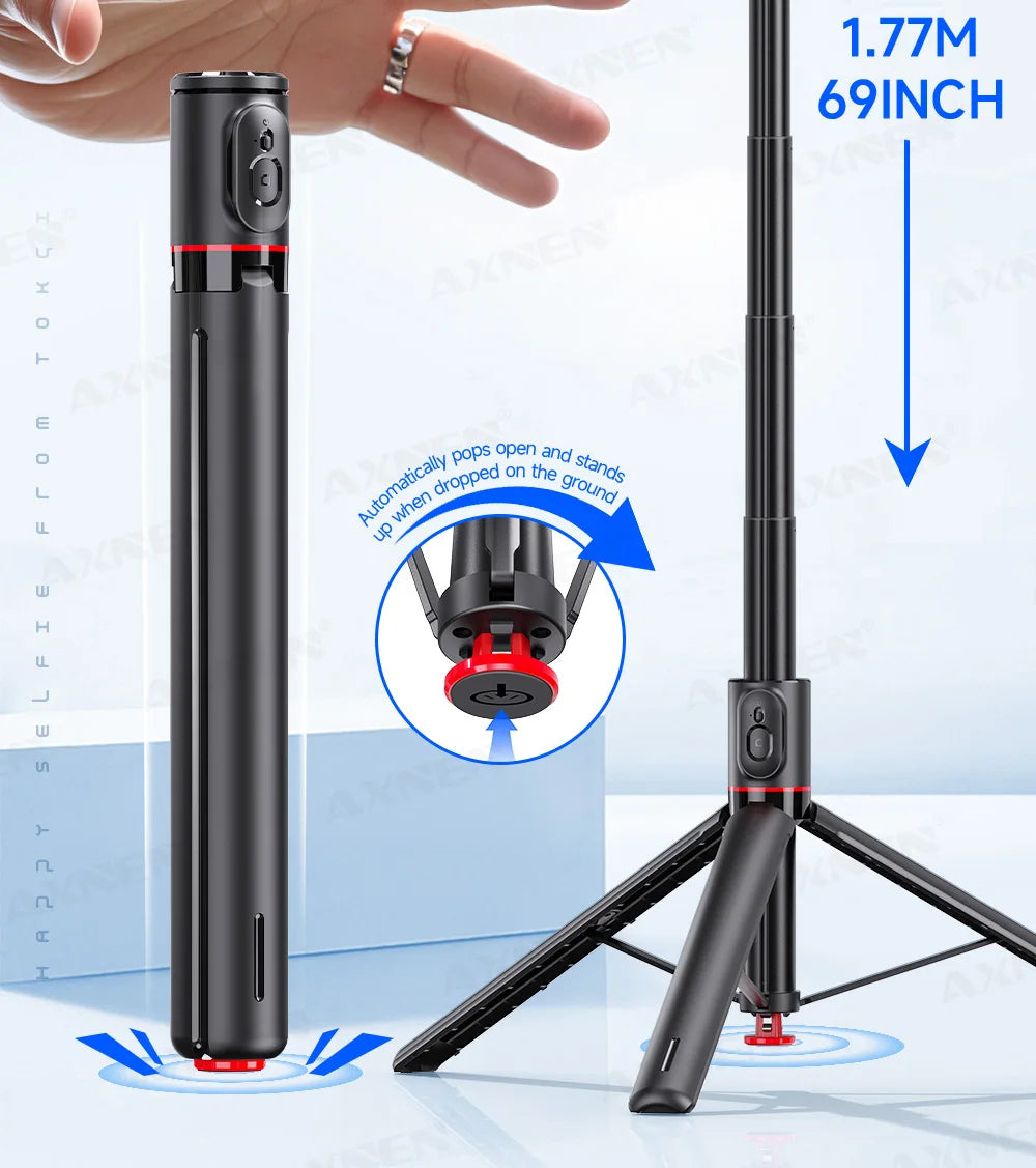 Bluetooth Selfie Stick Tripod Auto Pop-Up Foldable Holder