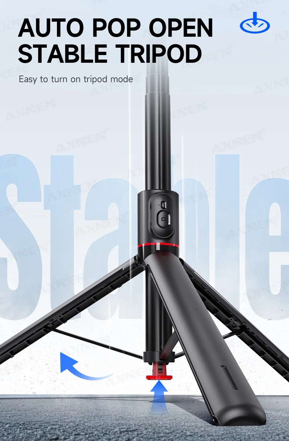Bluetooth Selfie Stick Tripod Auto Pop-Up Foldable Holder