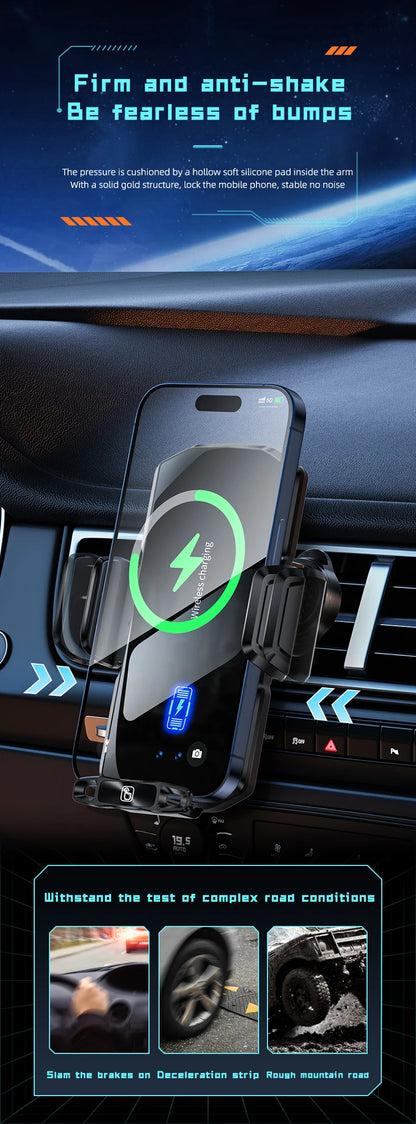 Wireless Car Phone Holder Stand 15W Fast Charge Touch Control