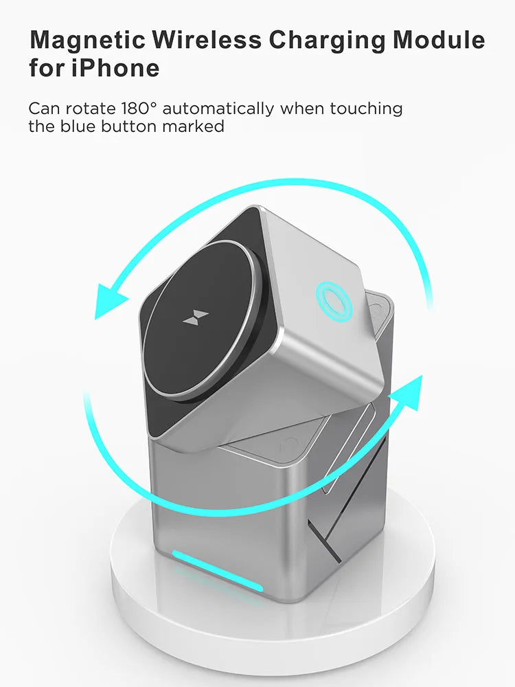 New Qi2 3 in 1 Touch Button Rotating Magnetic Wireless Charger