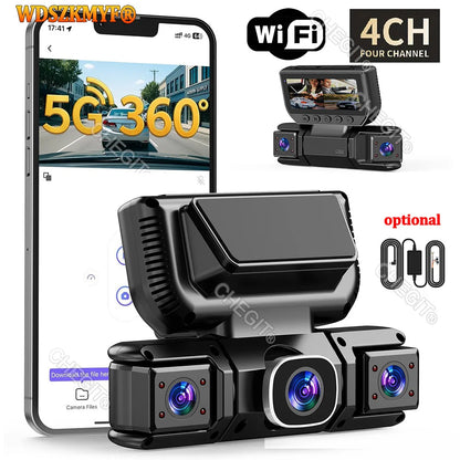 New WIFI 4Channel 360 Degree  Car Dvr 1080P Video Recorder