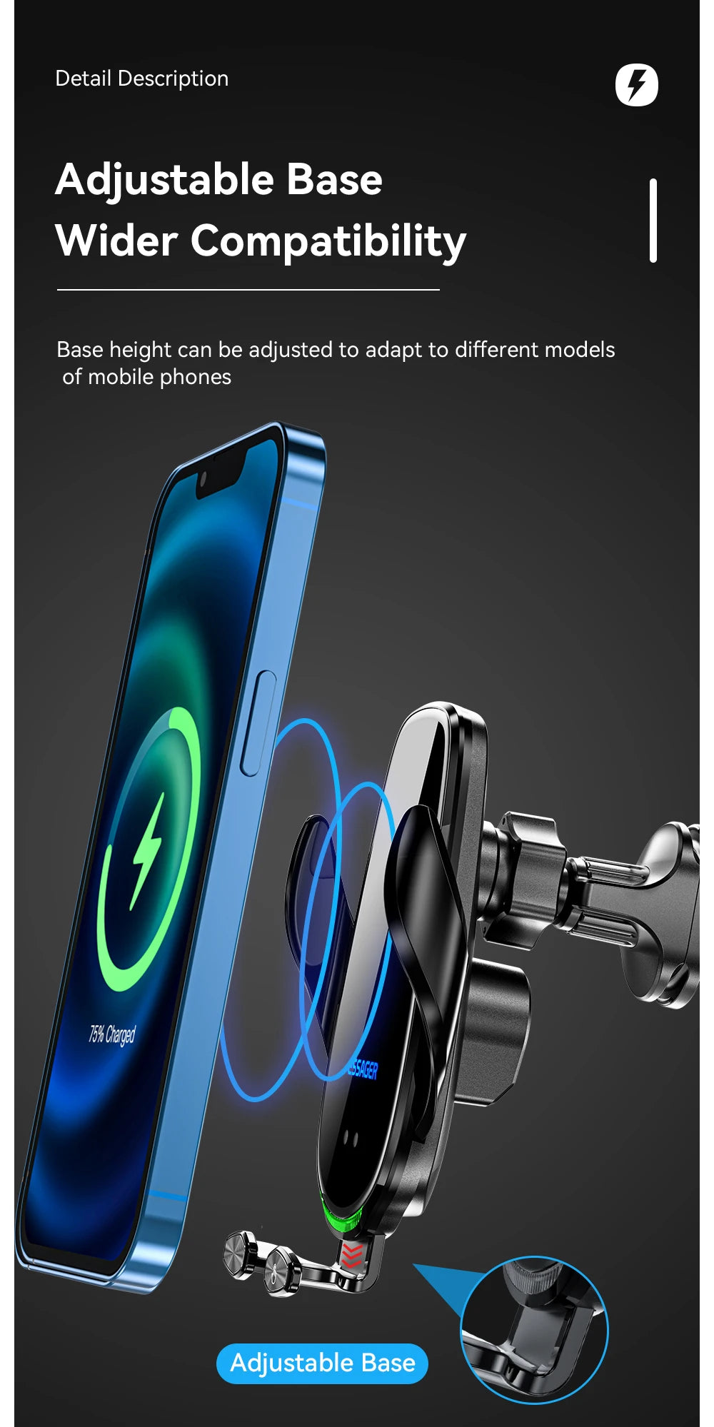 Essager Qi 15W Wireless Charger Car Phone Holder In Car Air Vent