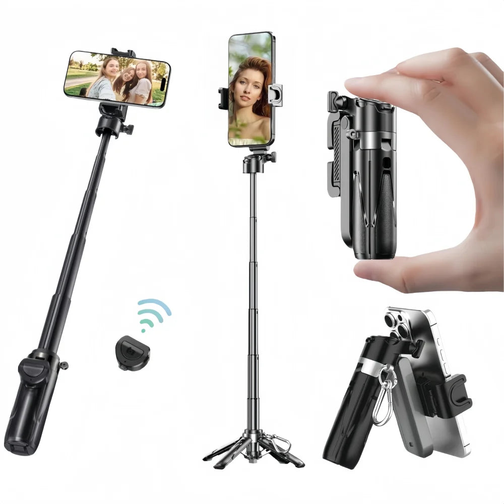 Portable Selfie Stick for Phones - Mini Bluetooth Remote Holder