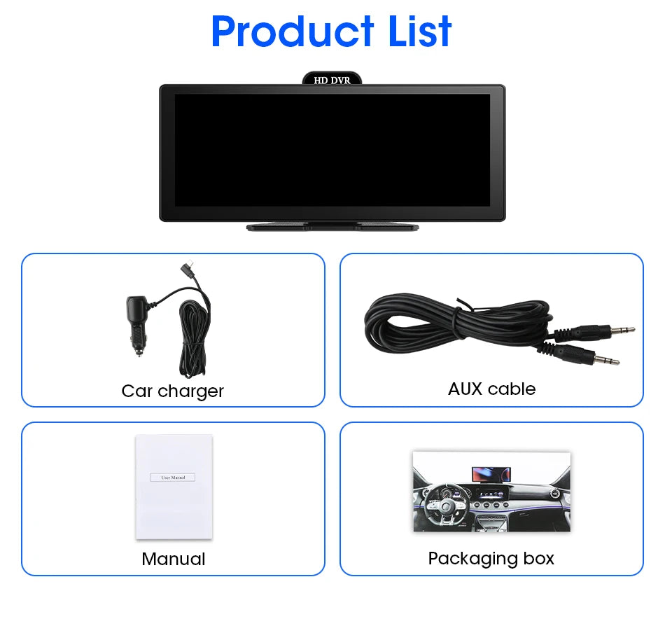 10/11.26 Inch 4K DVR Wireless CarPlay & Android Auto Dash Cam