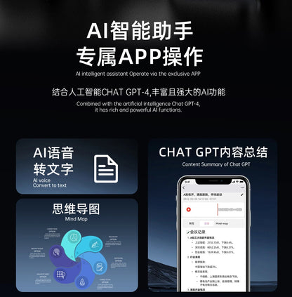 AI Voice Recorder Min Magnetic Powerd ChatGPT-4 App Translator