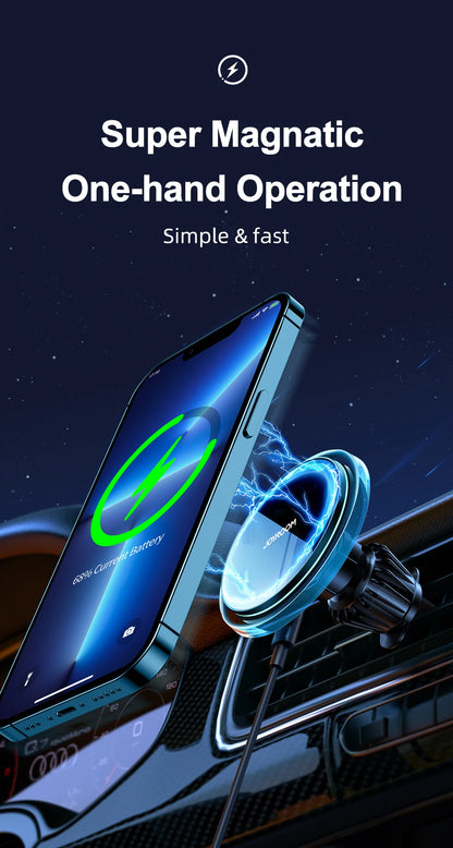 Car Phone Holder Magnetic Wireless Charger With Blue Light