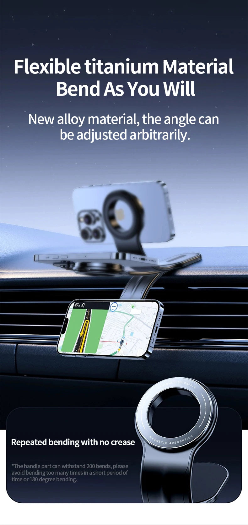 Magnetic Car Phone Holder Foldable Car Cell Phone Support Mount