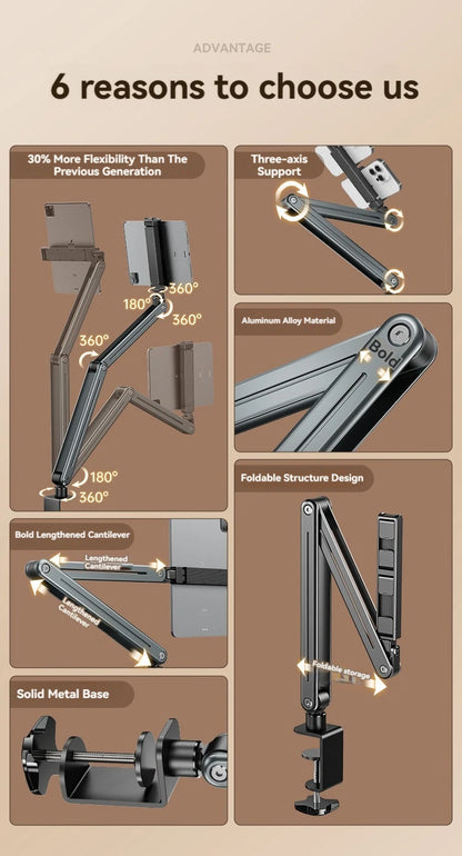 Phone Stand Long Arm Rotatable Tablet Holder