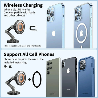 Magnetic Car Phone Holder Mount Wireless Charger Fast Charging