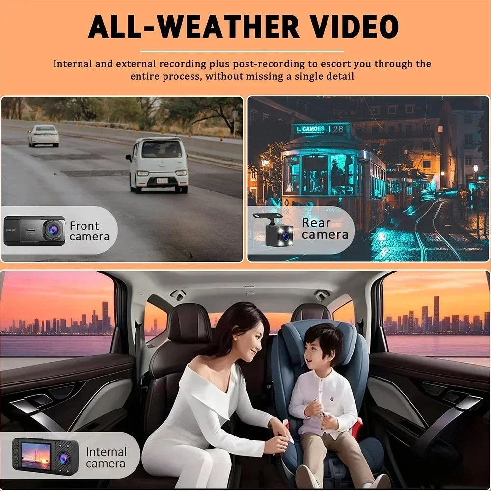Newes 3Camera 1080P HD Dash Cam Hide Car Recording Camera