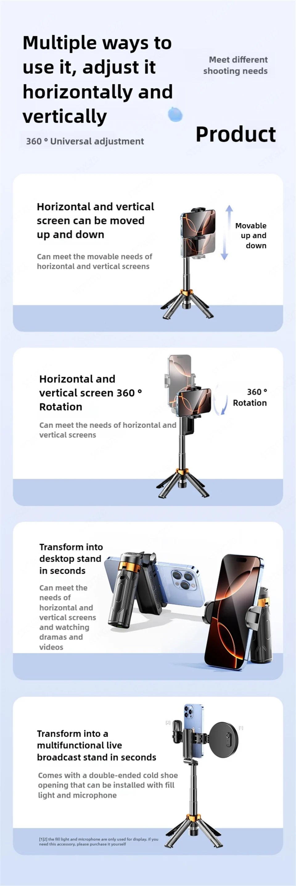 Super Mini Selfie Stick Portable Phone Holder Shooting Aid