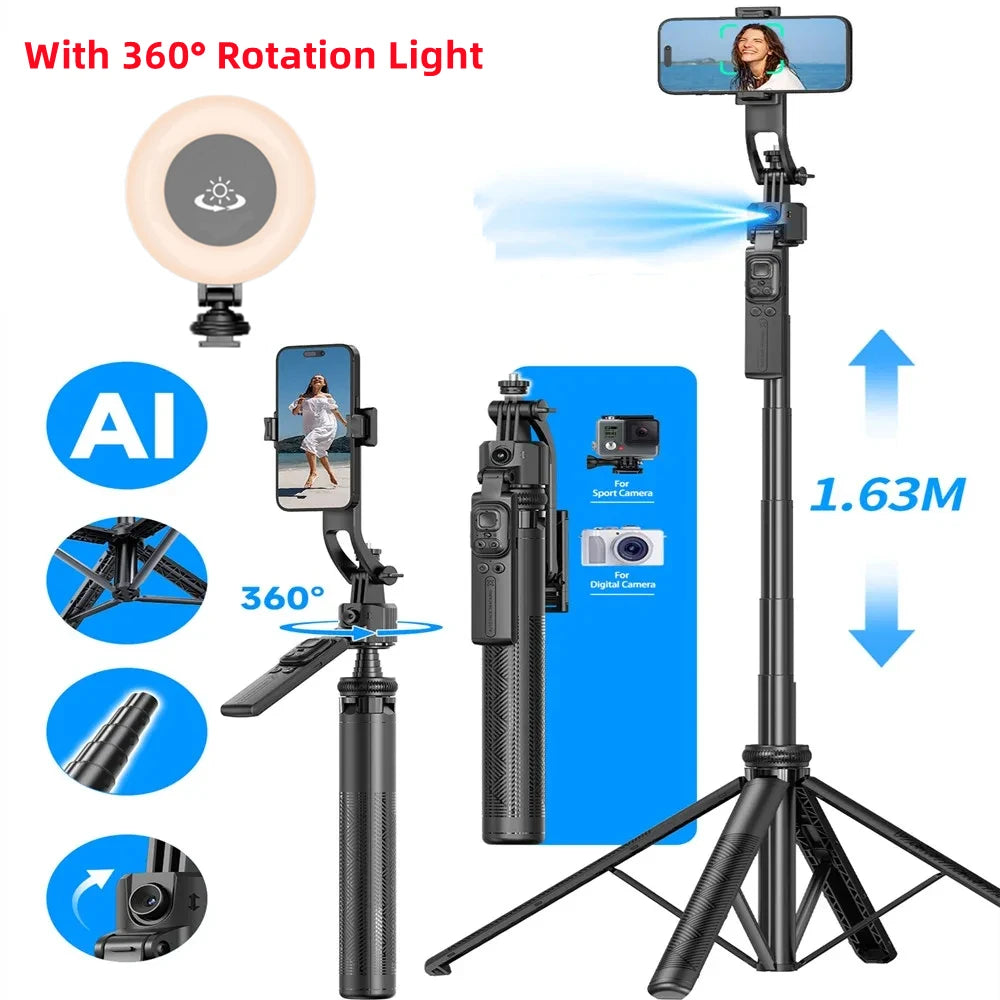 FANGTUOSI 360 Rotation Gimbal Stabilizer ,Selfie Stick Tripod