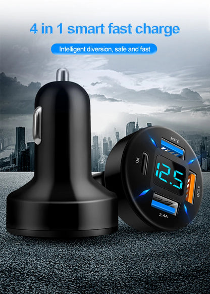 Quick Charge Car Phone Charger PD+QC3.0 4 Ports