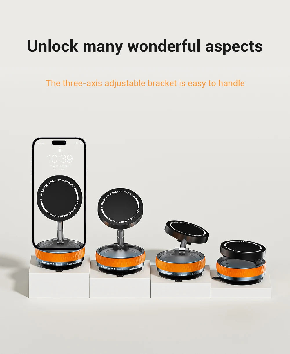 360° Magnetic Vacuum Suction Phone Holder | Dual 180° Adjustable