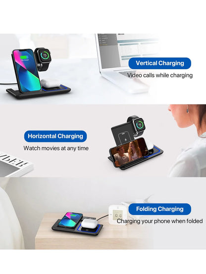 30W 3 in 1 Night Light Wireless Charger Stand Charging Station